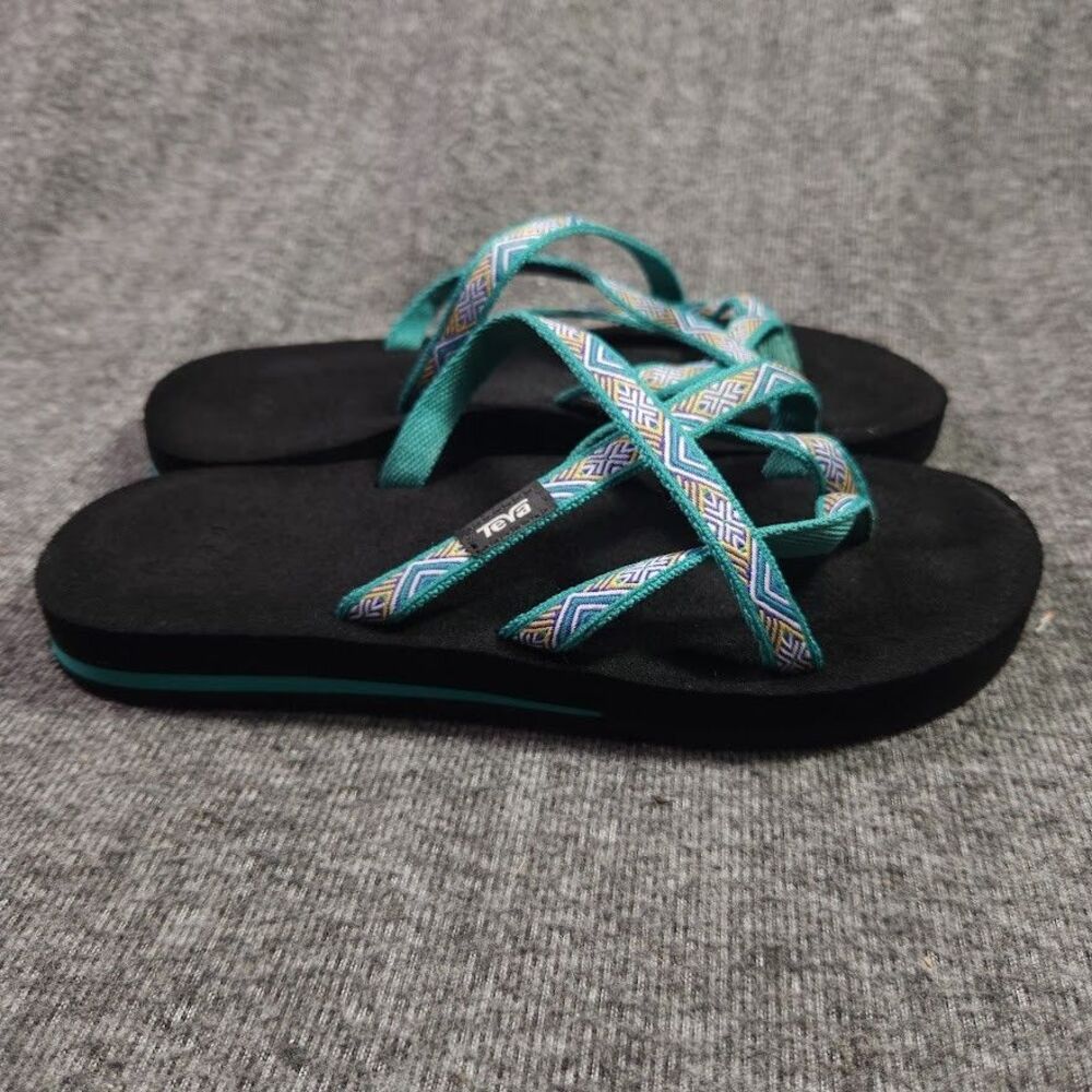 Teva Olowahu Flip Flops Teal Women's Size 8 Strappy Comfort Sandals 6840